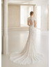 Beaded Exquisite Lace Dotted Tulle High Slit Sexy Wedding Dress